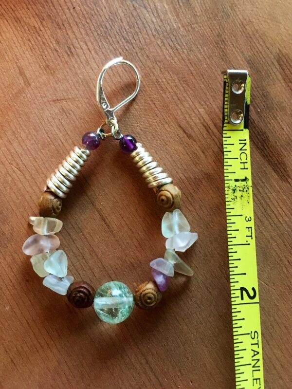 Fluorite crystal Hoop Earrings - Image 2