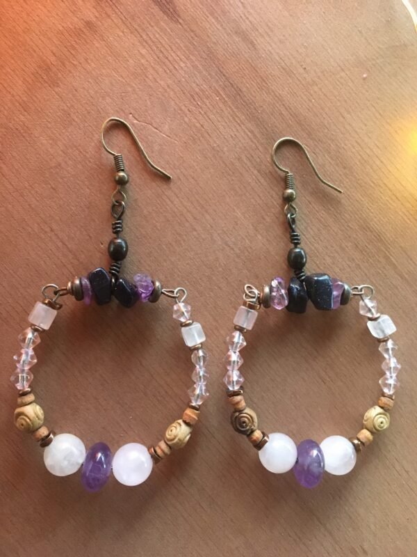 Amethyst & Rose Quartz Hoop Earrings