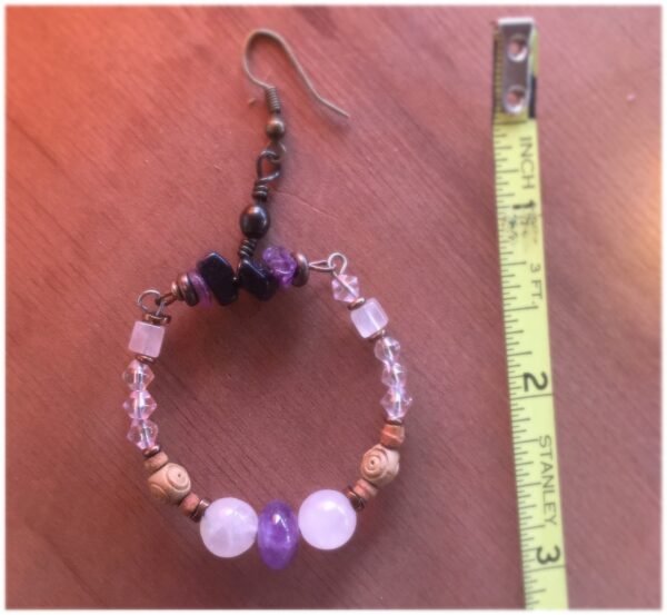 Amethyst & Rose Quartz Hoop Earrings - Image 4