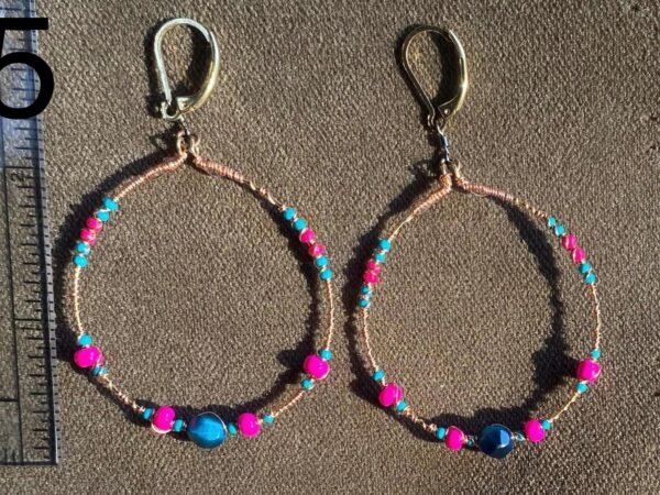 Teal and Hot pink Hoop Earrings